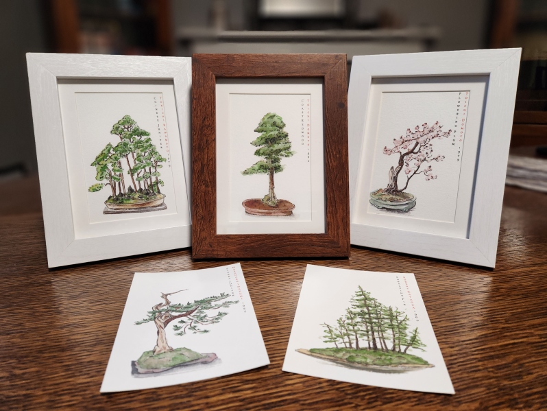 Watercolor Bonsai Postcards